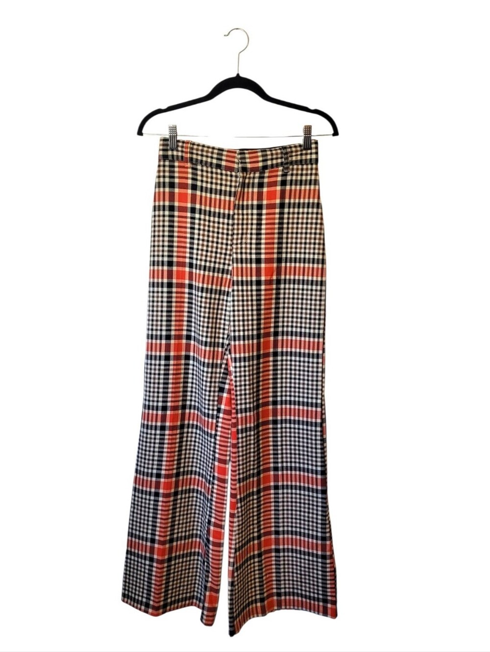 Free People Jules Rust, Black & Cream Plaid Wide-Leg Women’s Pants Size 2